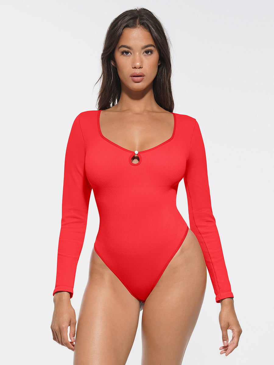 Ribbed Scoop Neck Sculpt Bodysuit