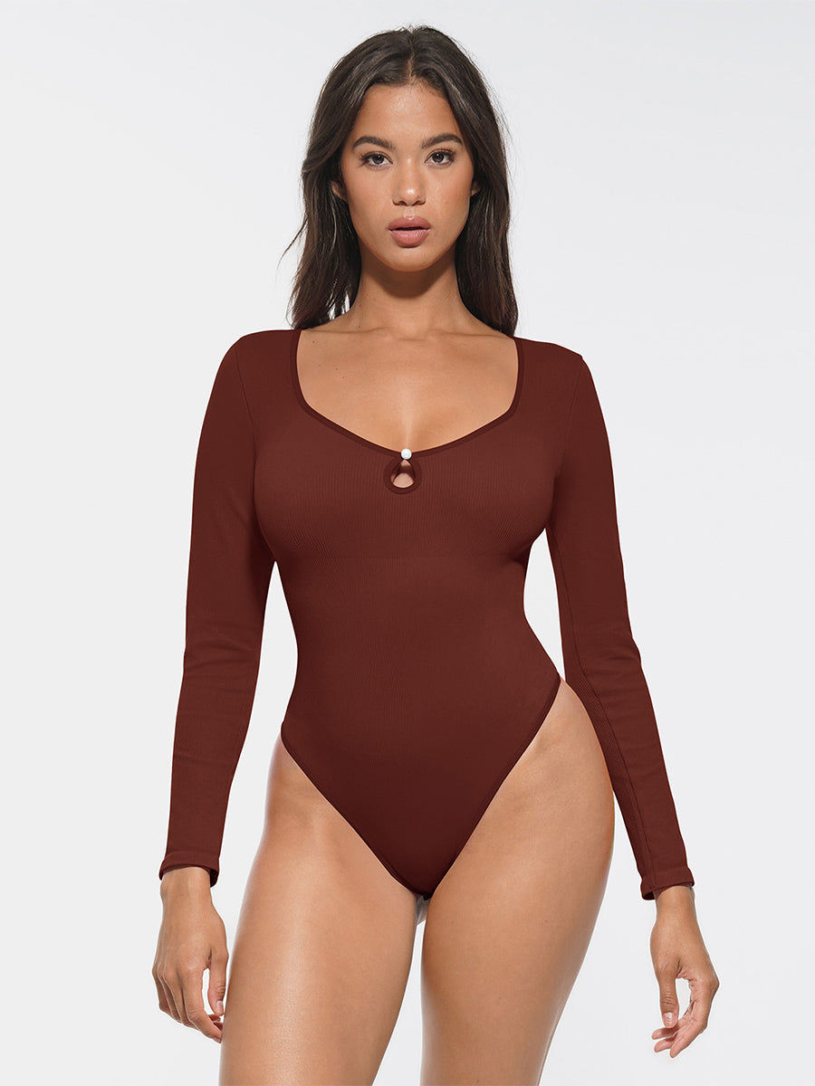 Ribbed Scoop Neck Sculpt Bodysuit