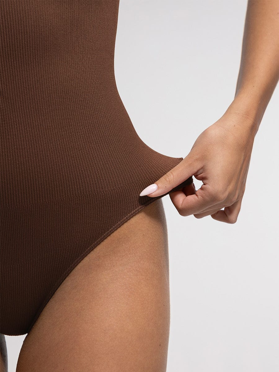 Ribbed Zip Front Sculpt Bodysuit