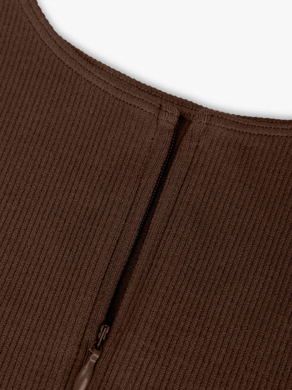 Ribbed Zip Front Sculpt Bodysuit