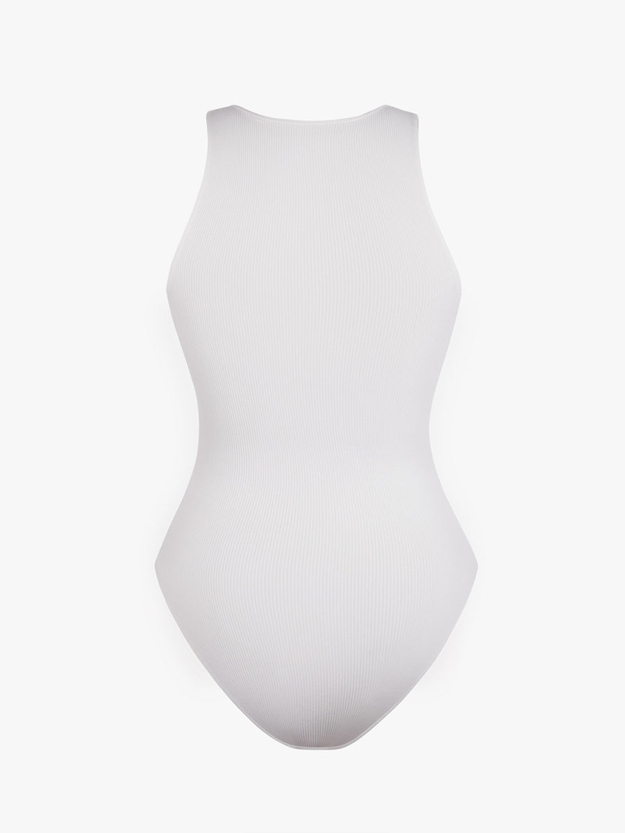 Ribbed Zip Front Sculpt Bodysuit