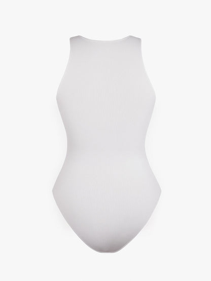 Ribbed Zip Front Sculpt Bodysuit