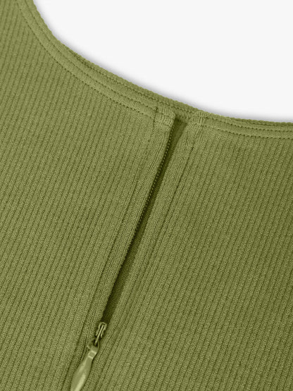 Ribbed Zip Front Sculpt Bodysuit