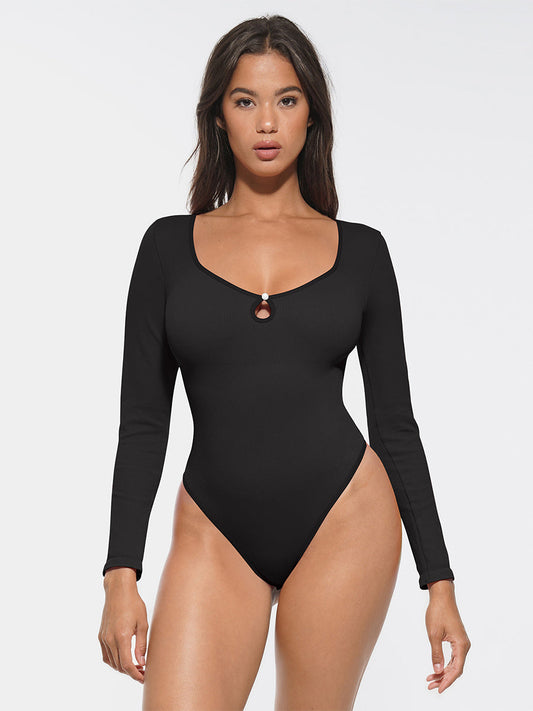 Ribbed Scoop Neck Sculpt Bodysuit