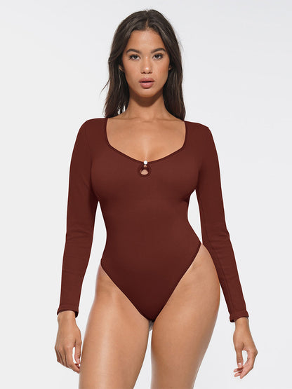 Ribbed Scoop Neck Sculpt Bodysuit