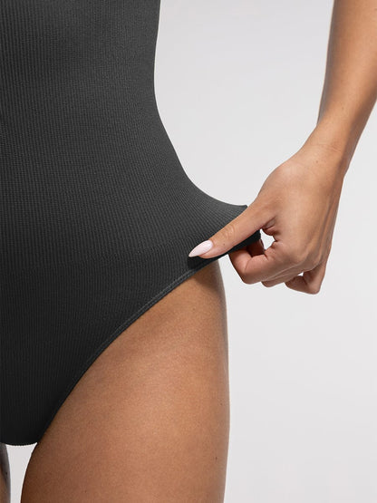 Ribbed Zip Front Sculpt Bodysuit