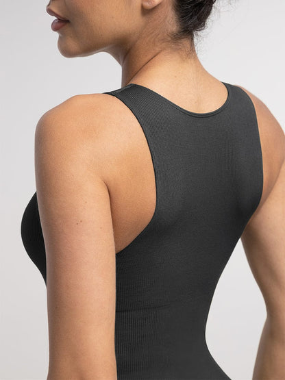 Ribbed Zip Front Sculpt Bodysuit