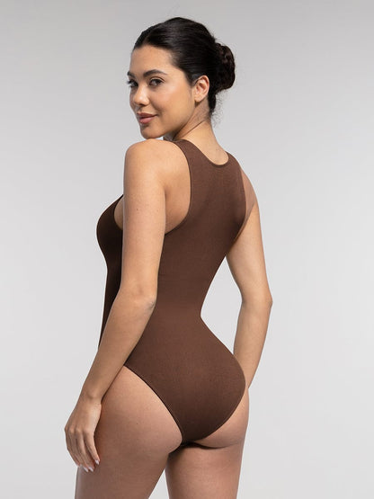 Ribbed Zip Front Sculpt Bodysuit