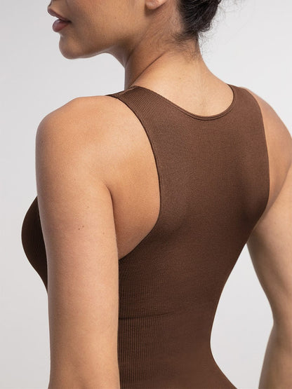 Ribbed Zip Front Sculpt Bodysuit