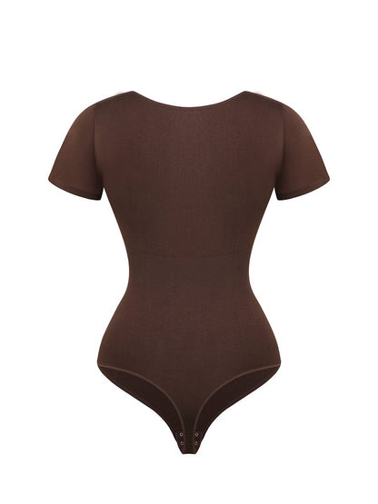 Seamless Short-Sleeve Thong Bodysuit