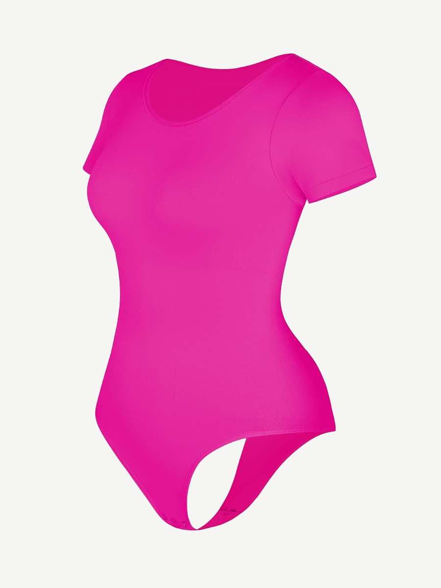 Seamless Short-Sleeve Thong Bodysuit