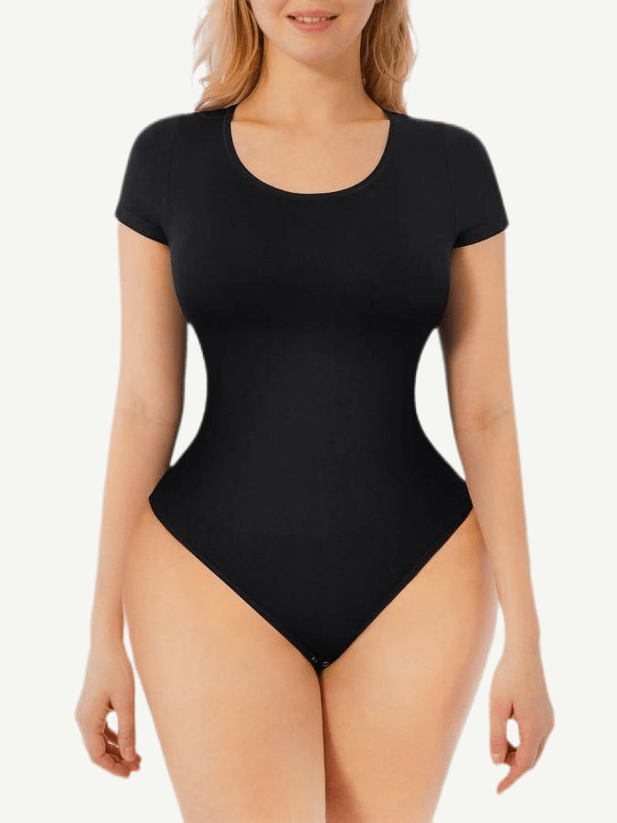 Seamless Short-Sleeve Thong Bodysuit