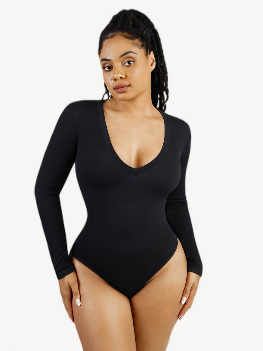 Long Sleeve V-Neck Sculpt Bodysuit