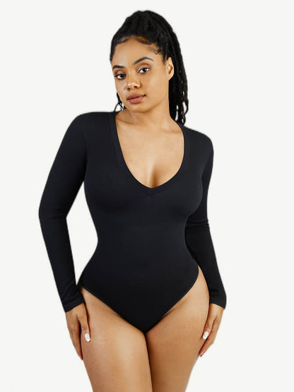Long Sleeve V-Neck Sculpt Bodysuit