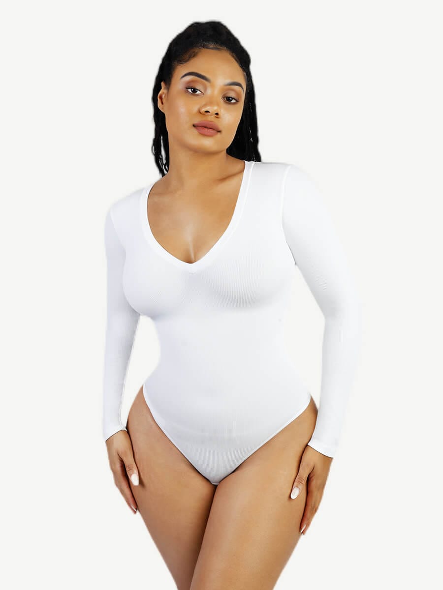 Long Sleeve V-Neck Sculpt Bodysuit