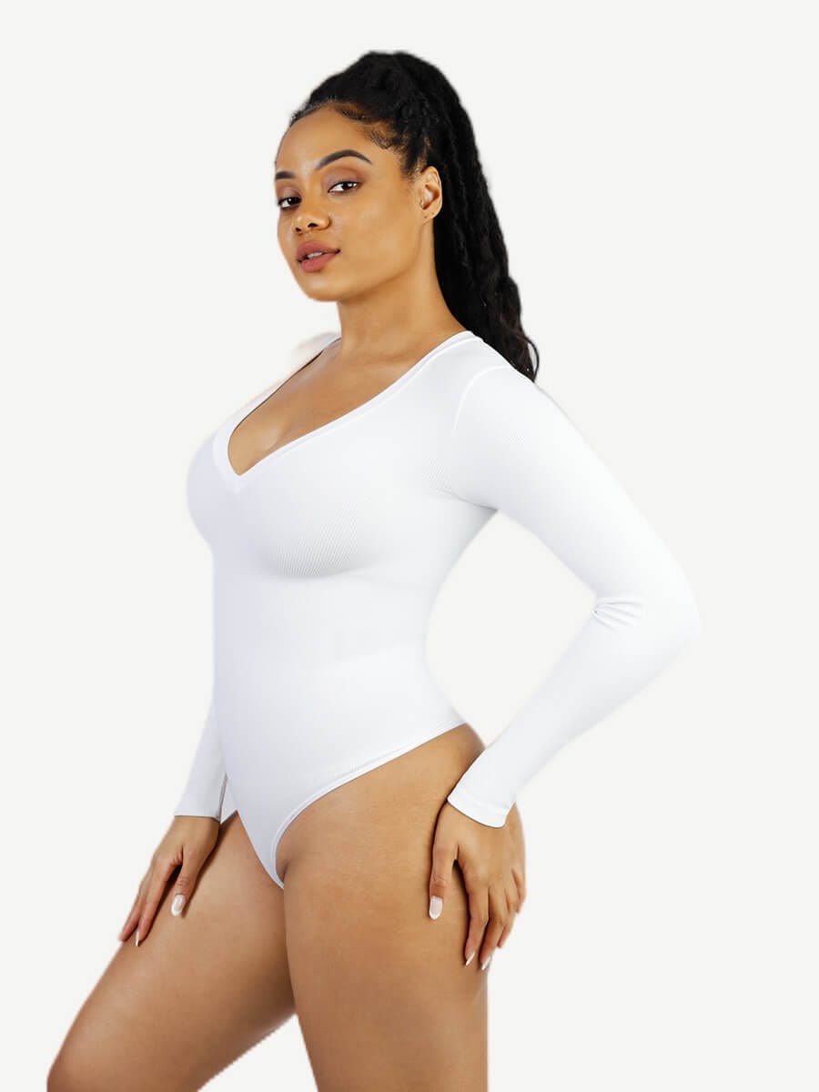 Long Sleeve V-Neck Sculpt Bodysuit
