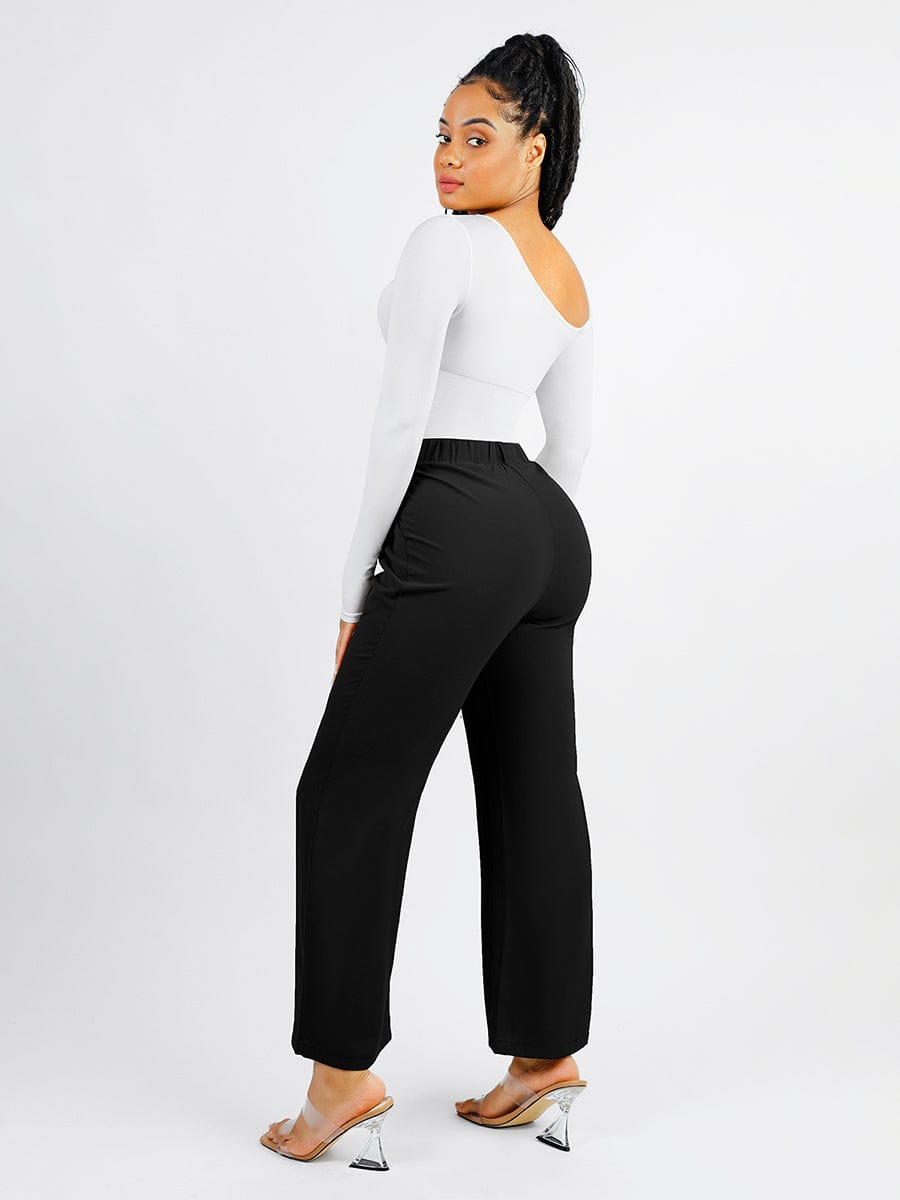 Diagonal Neck Sculpt Long Sleeve Bodysuit
