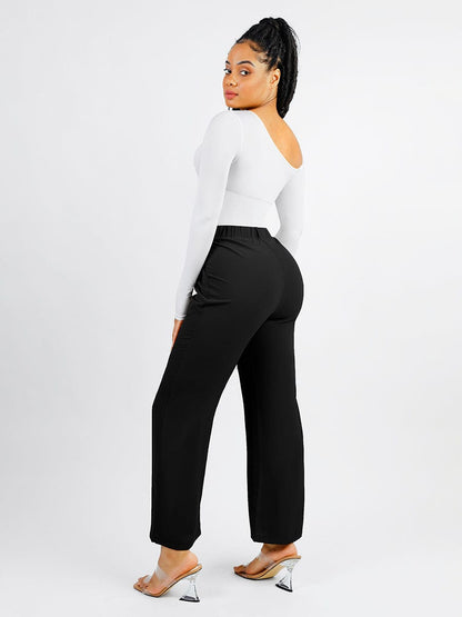 Diagonal Neck Sculpt Long Sleeve Bodysuit