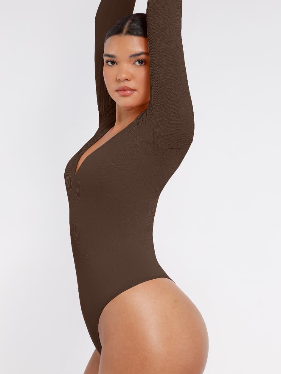 Long Sleeve V-Neck Sculpt Bodysuit