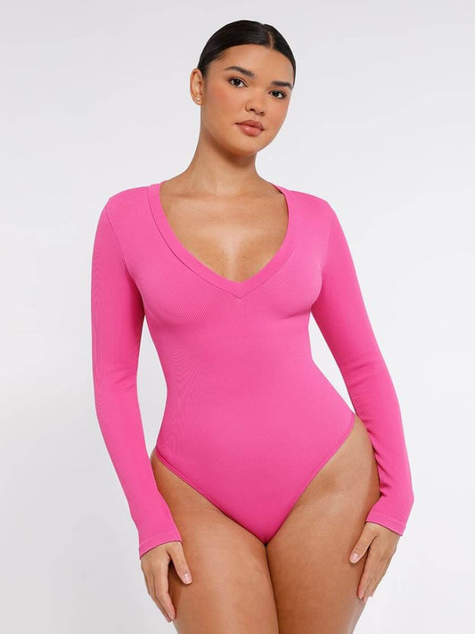Long Sleeve V-Neck Sculpt Bodysuit