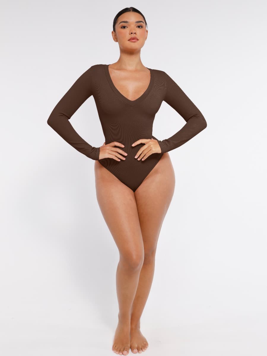 Long Sleeve V-Neck Sculpt Bodysuit