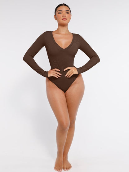 Long Sleeve V-Neck Sculpt Bodysuit