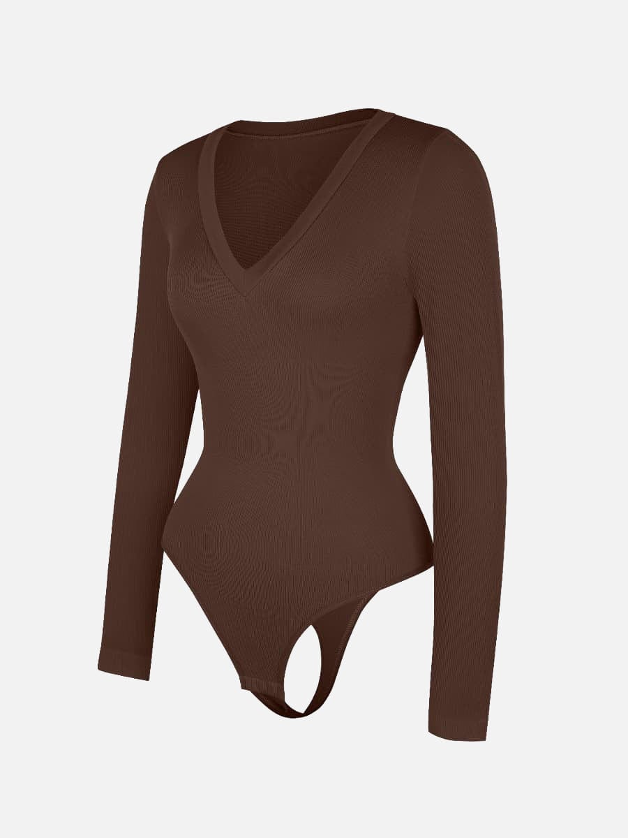 Long Sleeve V-Neck Sculpt Bodysuit