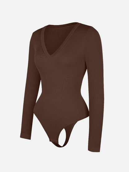 Long Sleeve V-Neck Sculpt Bodysuit