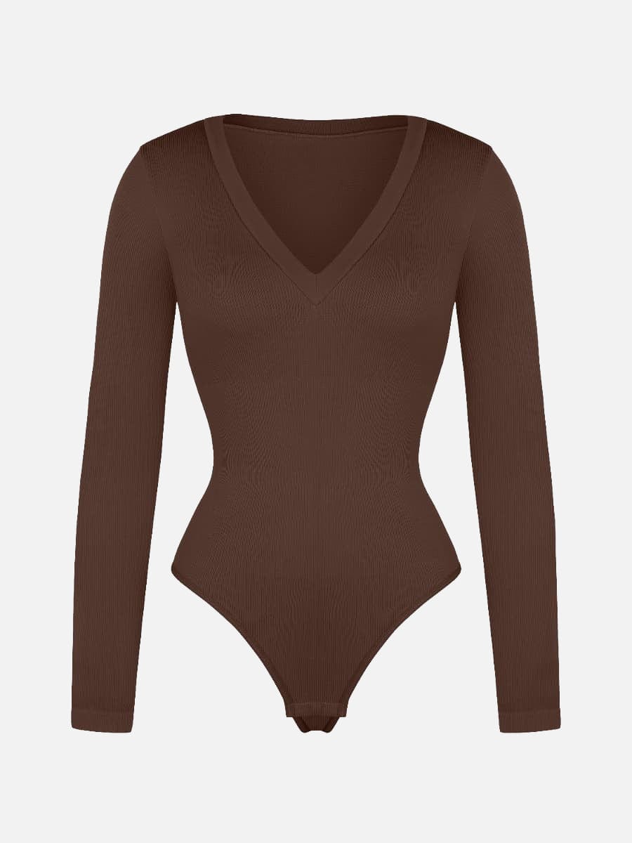 Long Sleeve V-Neck Sculpt Bodysuit