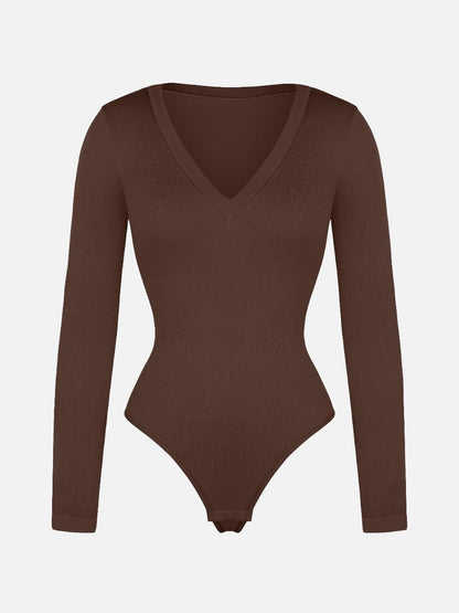Long Sleeve V-Neck Sculpt Bodysuit