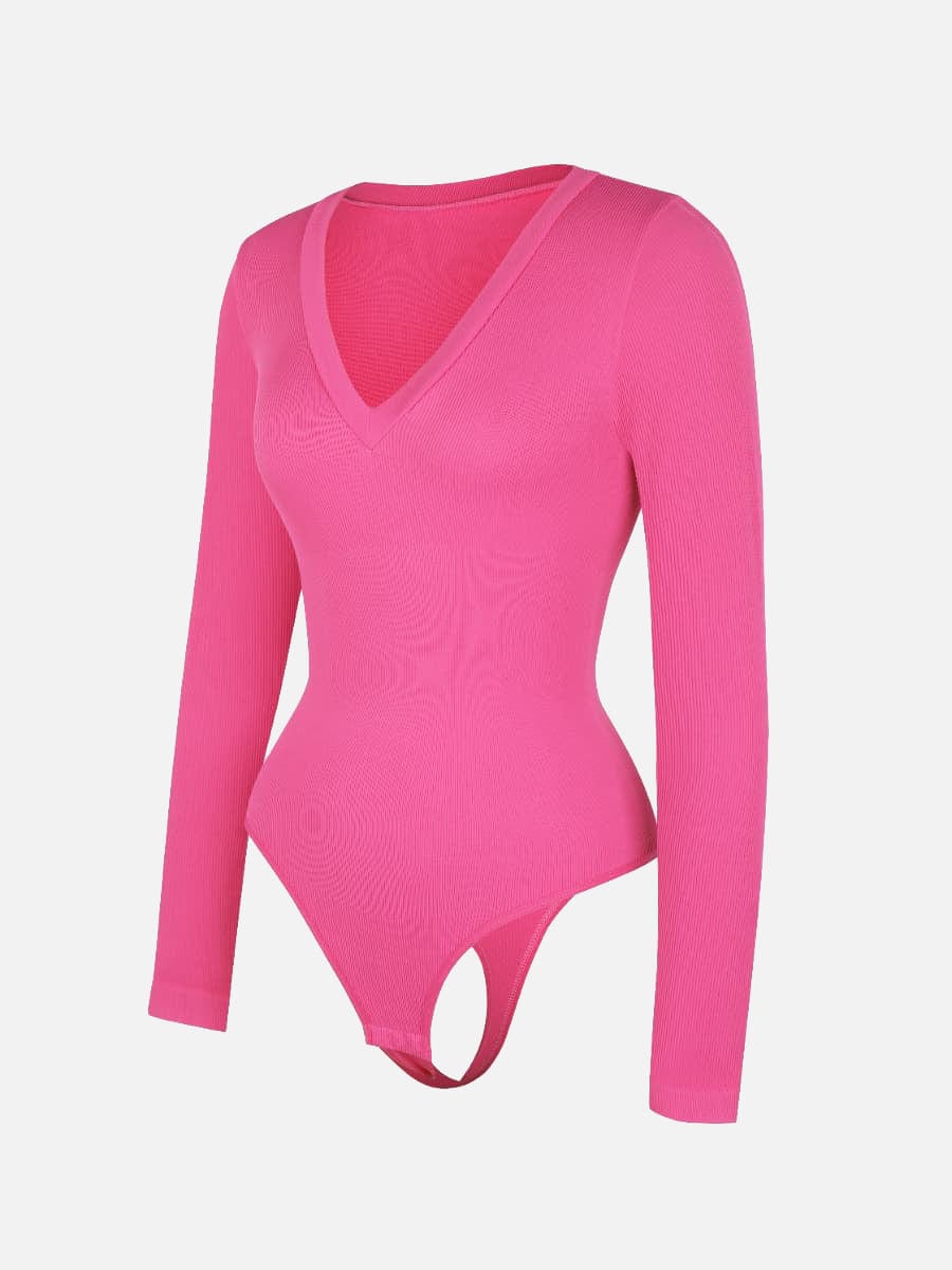 Long Sleeve V-Neck Sculpt Bodysuit