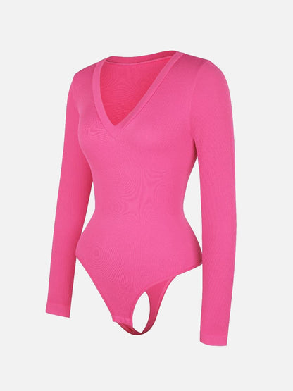 Long Sleeve V-Neck Sculpt Bodysuit
