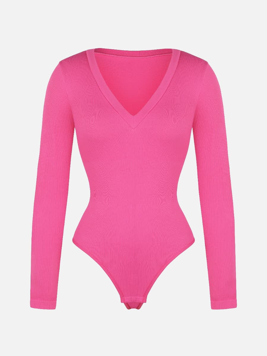 Long Sleeve V-Neck Sculpt Bodysuit
