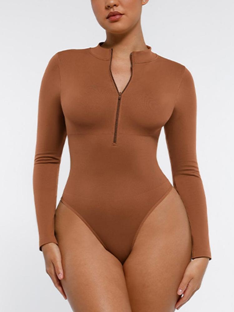 Long Sleeve Zip Sculpt Bodysuit