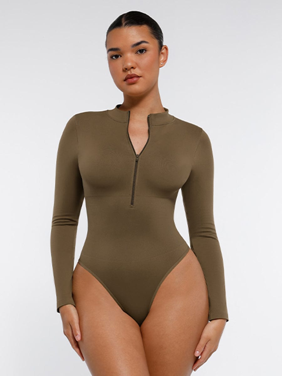 Long Sleeve Zip Sculpt Bodysuit