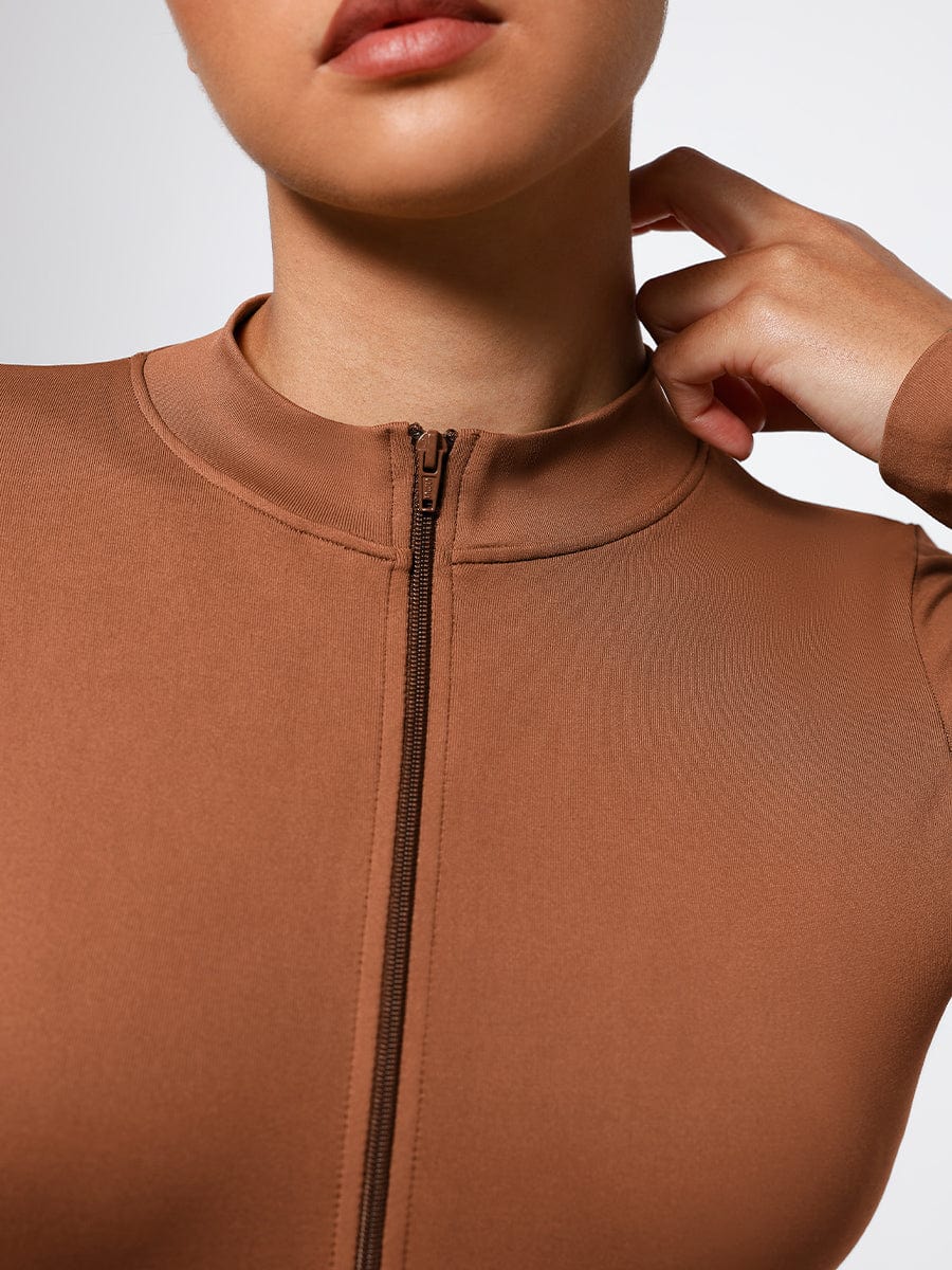 Long Sleeve Zip Sculpt Bodysuit