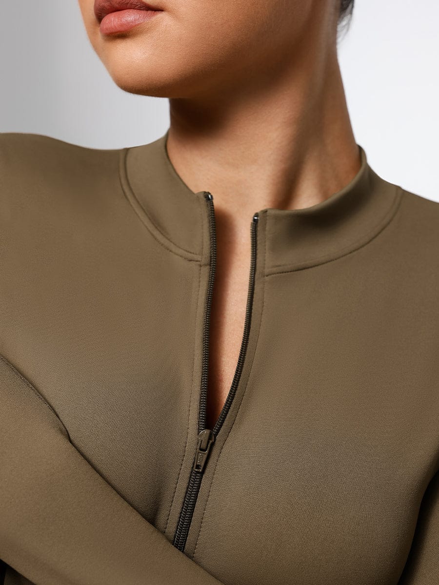 Long Sleeve Zip Sculpt Bodysuit