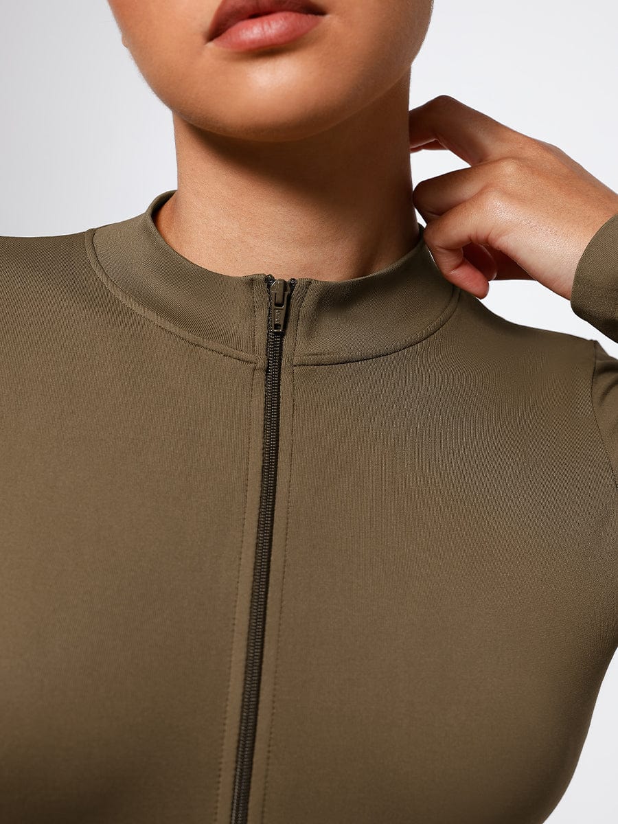 Long Sleeve Zip Sculpt Bodysuit